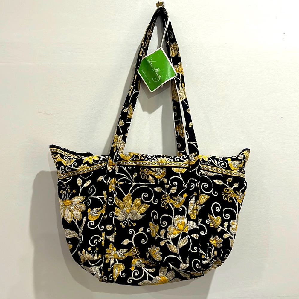 Vera Bradley Yellow Bird zip large weekender tote